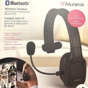 Aluratek Bluetooth Wireless Headset w/ Noise Cancelling Boom Microphone & Dongle